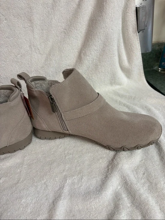 Skechers Taupe Suede Slip-On Ankle Boot with Buckle - Picture 7 of 12
